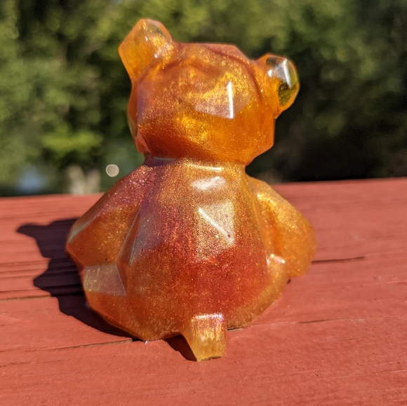 Teddy Bear Resin Art Orange Beautiful Cute Handmade Gift Bears Unique Gifts - Picture 7 of 10